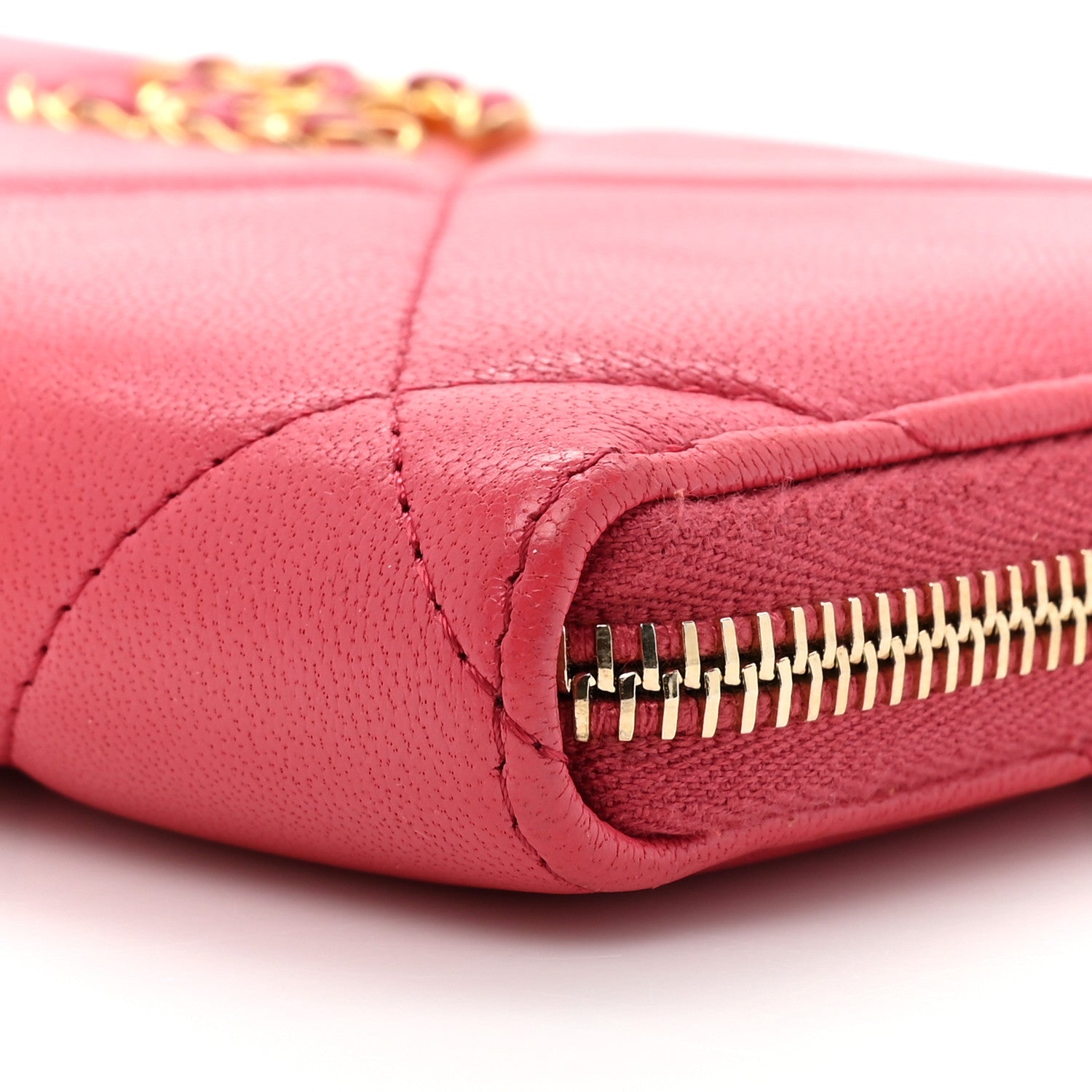 Chanel Lambskin Quilted Chanel 19 Zip Around Wallet Pink 13 of 19