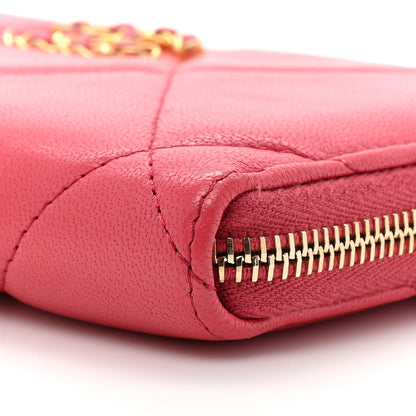 Chanel Lambskin Quilted Chanel 19 Zip Around Wallet Pink 13 of 19