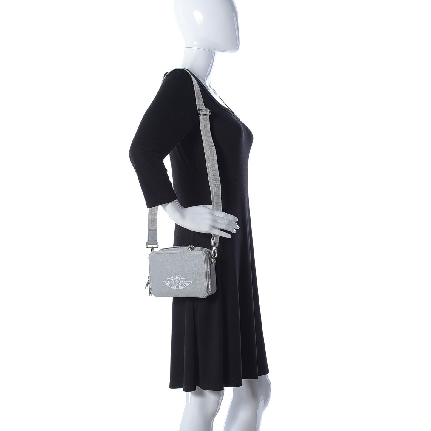 X AIR JORDAN Grained Calfskin Crossbody Grey
