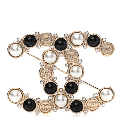 Chanel Pearl CC Brooch Black Gold 1 of 4