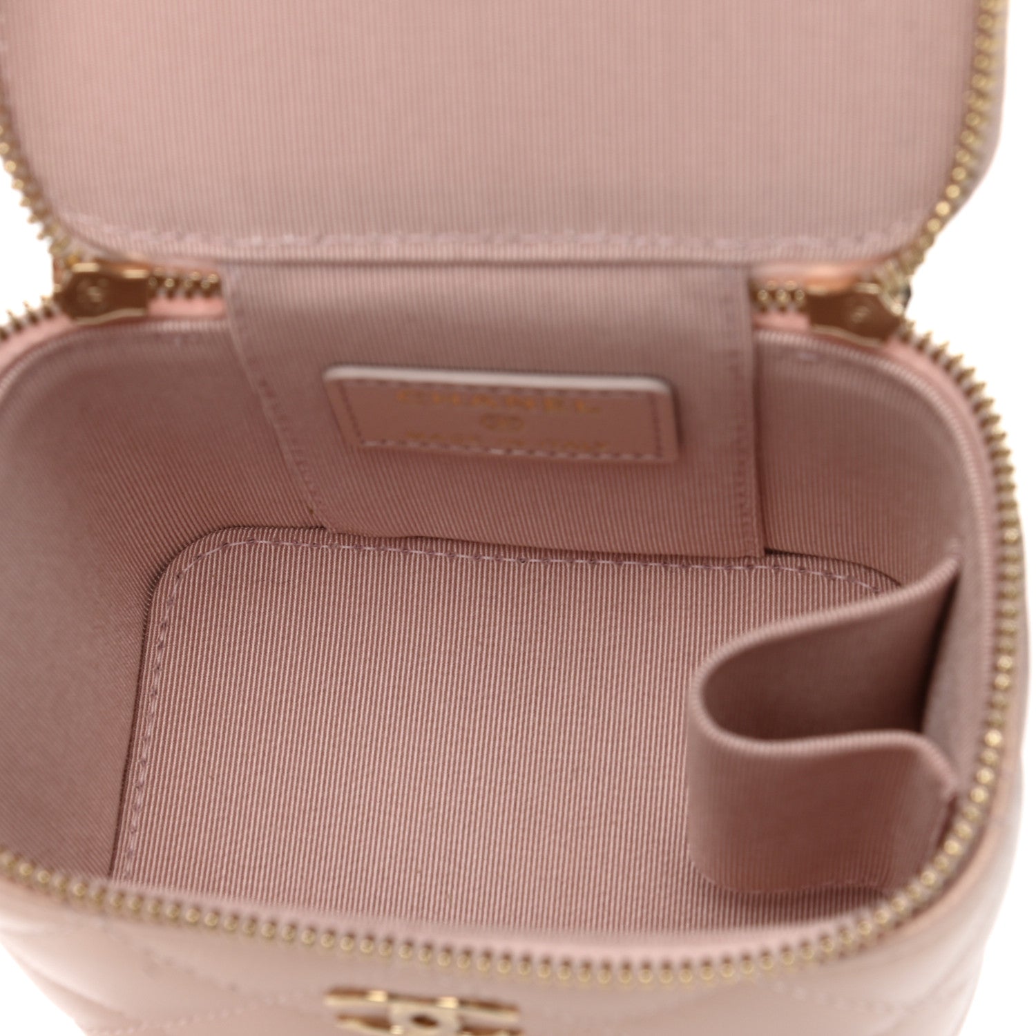 Chanel Iridescent Caviar Quilted Mini Pearl On Top Vanity Case With Chain Light Pink 6 of 12