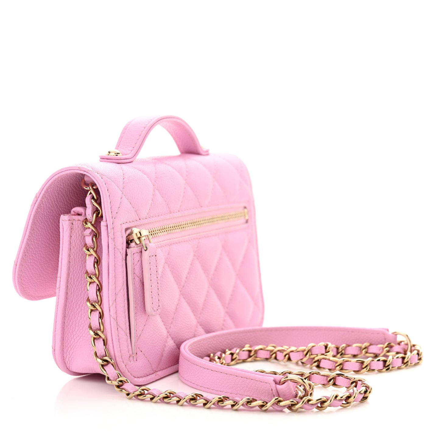 Caviar Quilted Business Affinity Clutch With Chain Flap Lilac