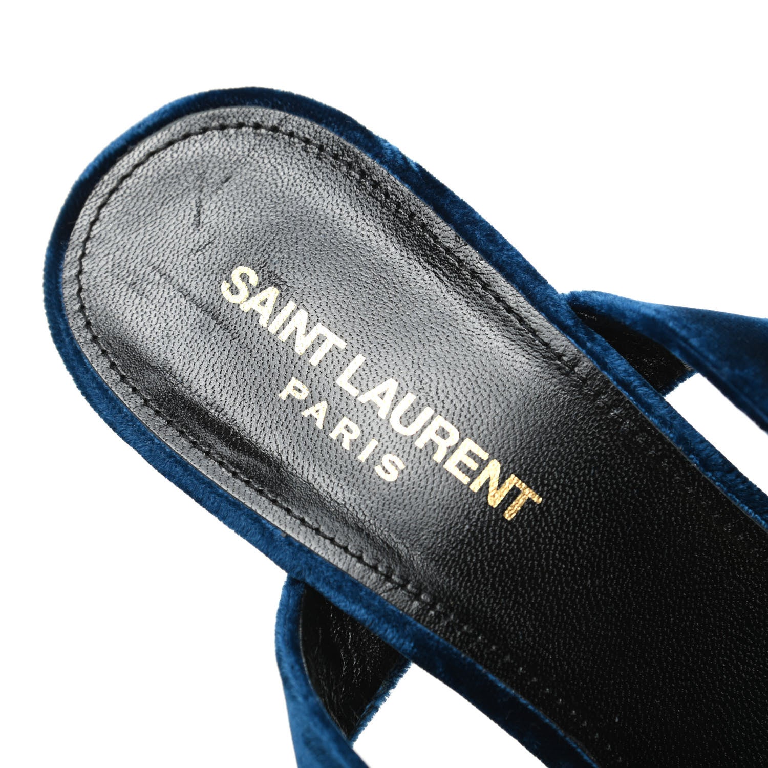 Saint Laurent Velvet Debbie Platform Sandal 39.5 Blue 6 of 9