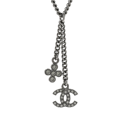 Chanel Ruthenium Crystal Flower CC Lariat Necklace 4 of 6