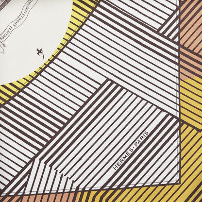 Hermes Silk Jeu Des Omnibus Remix Scarf 90 Blanc Jaune Beige 5 of 7