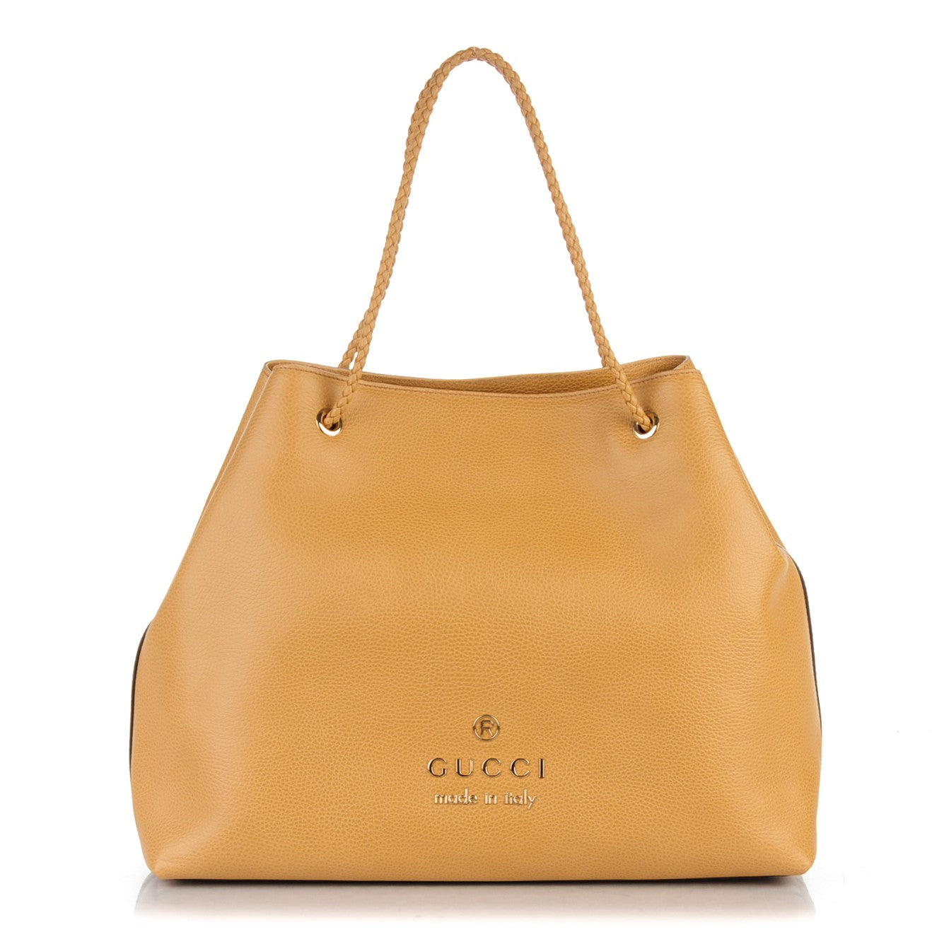 Calfskin Large Gifford Braided Handle Tote Camel