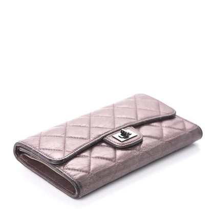 Chanel Metallic Aged Calfskin Quilted 2.55 Reissue Wallet Dark Pink 4 of 16
