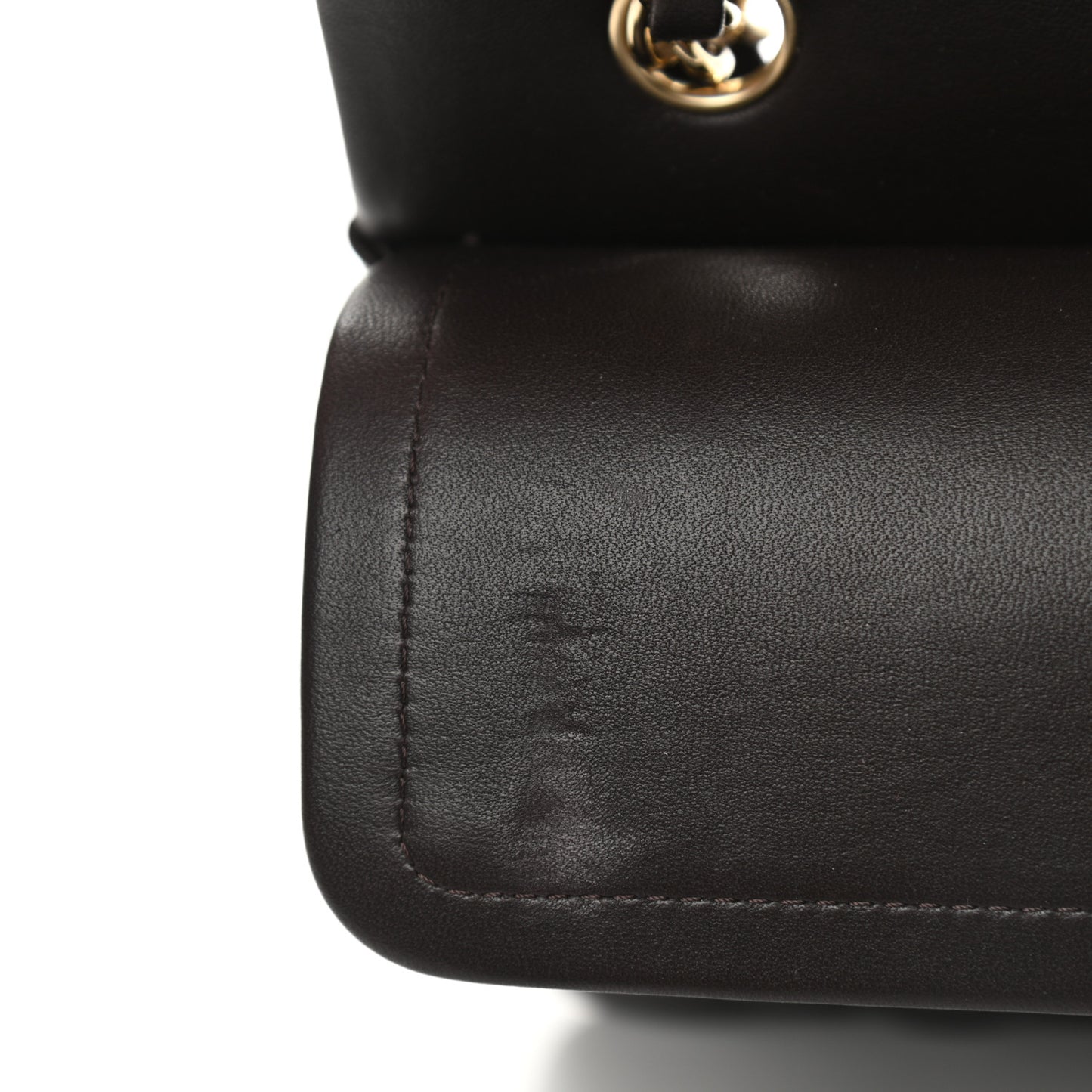 Lambskin Quilted Small Double Flap Dark Brown