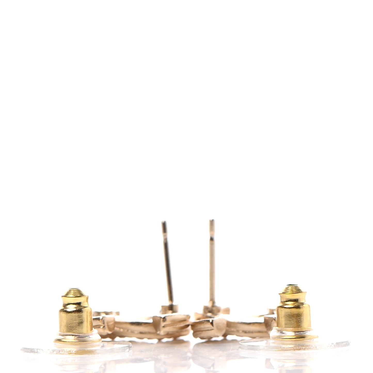 Metal Engraved CC Earrings Gold