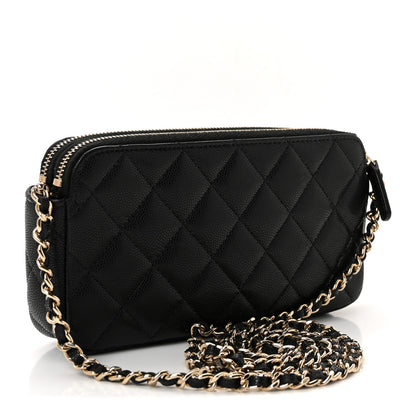 Chanel Caviar Quilted Zipped Phone Holder With Chain Black 3 of 11