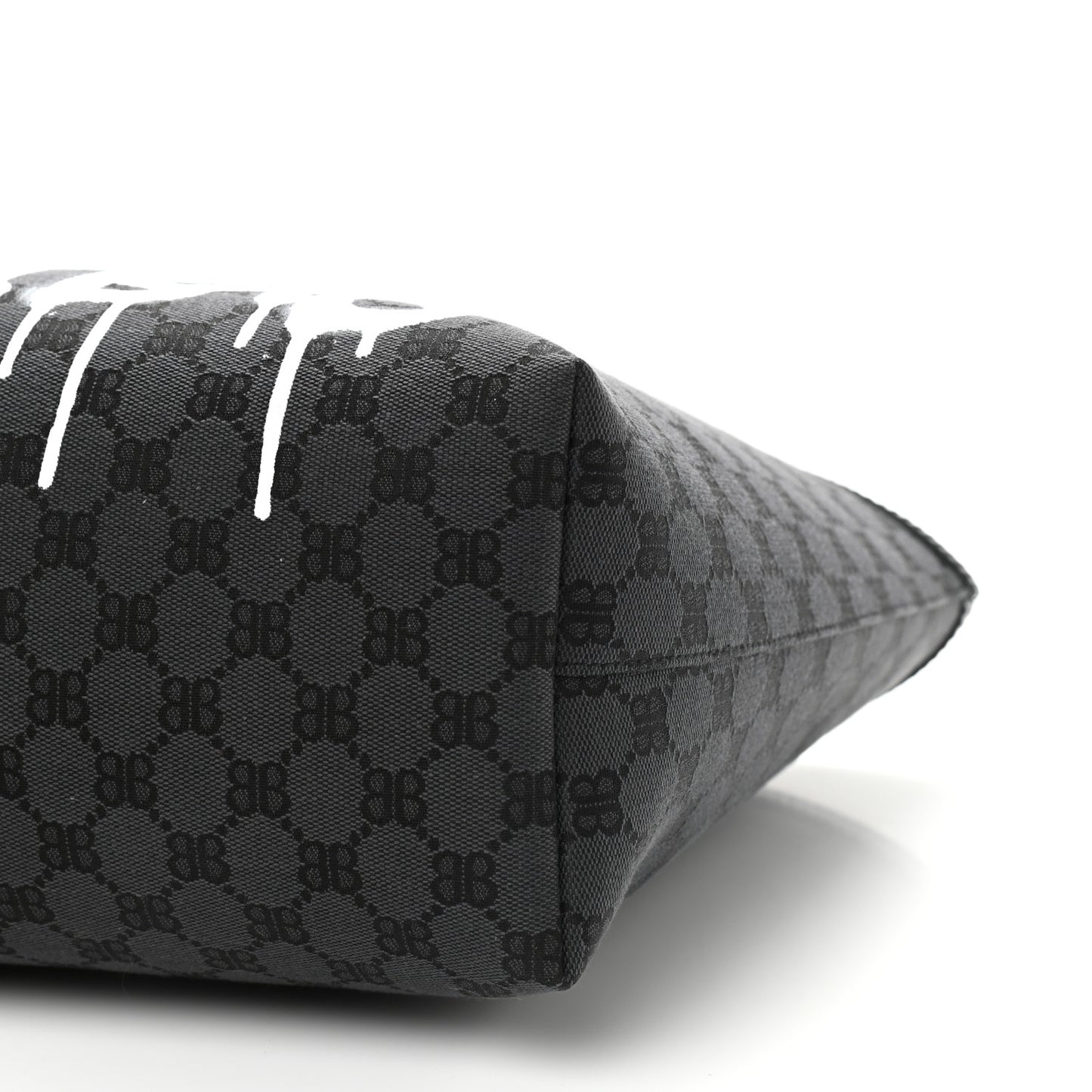 X BALENCIAGA BB Monogram Web Graffiti Medium Ophidia Shopping Tote Black