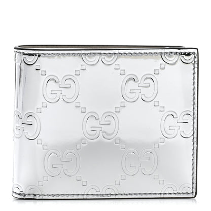 Gucci Guccissima Mirror Effect Bi-Fold Wallet Moon Silver Sphinx 1 of 8