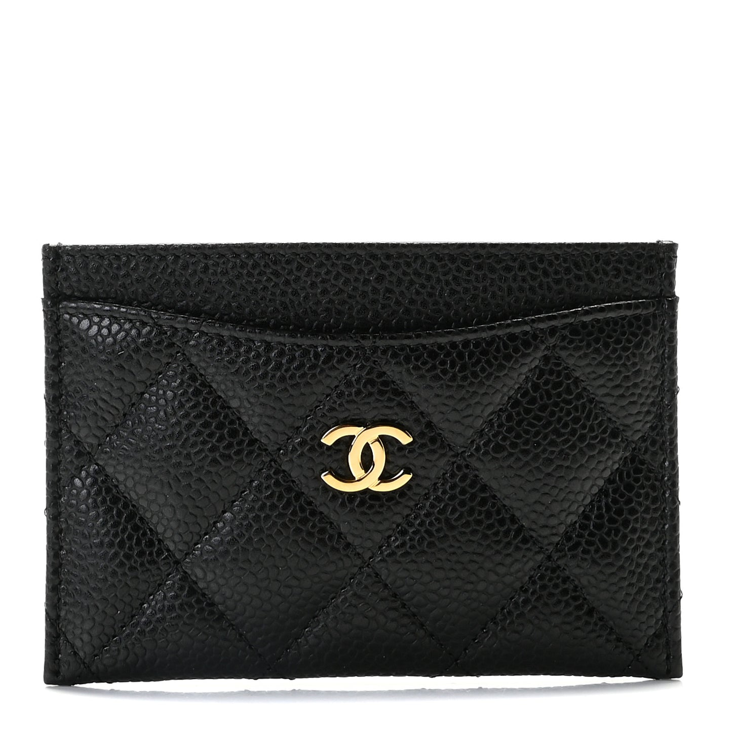 Caviar Quilted Card Holder Black