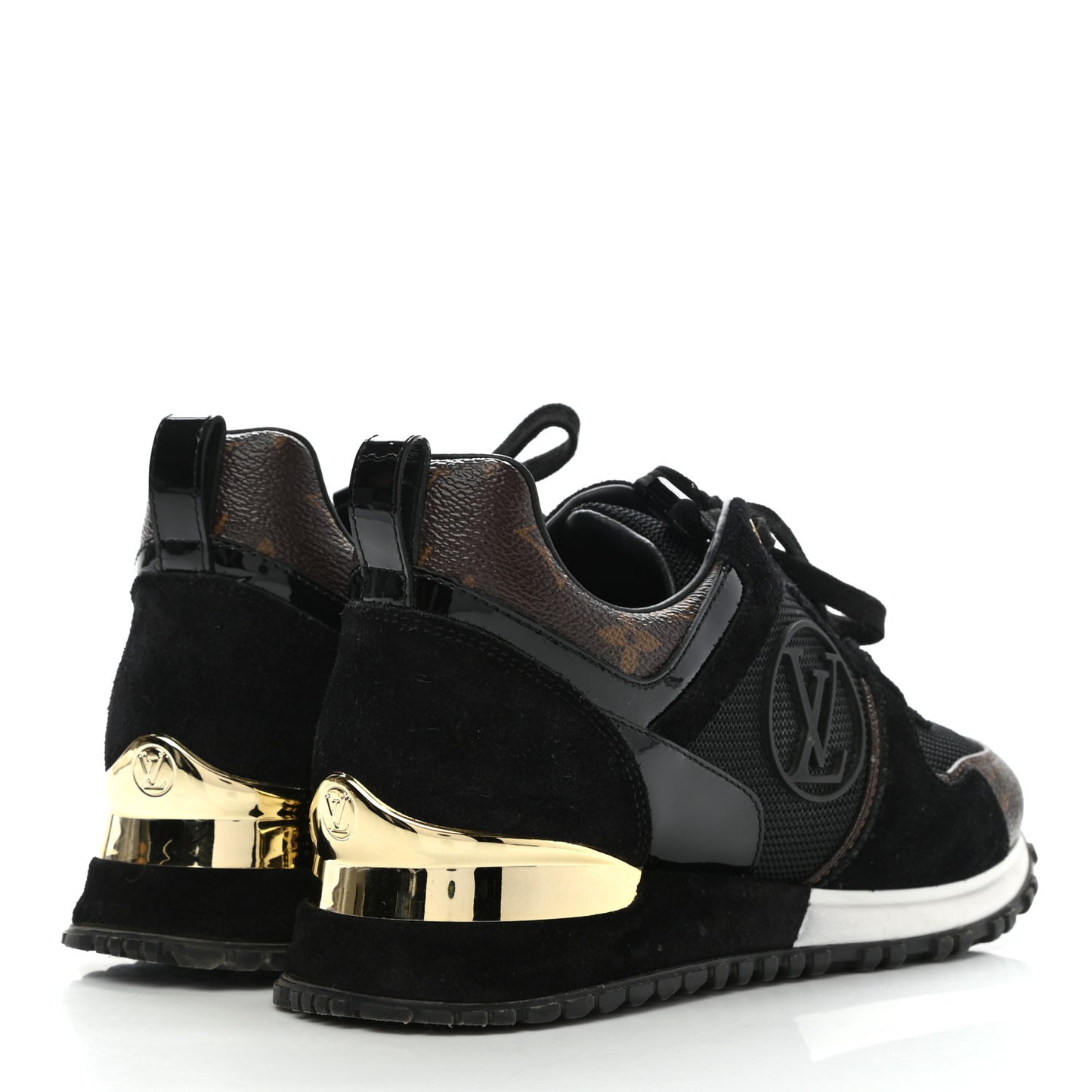 Suede Monogram Run Away Sneakers 35 Black