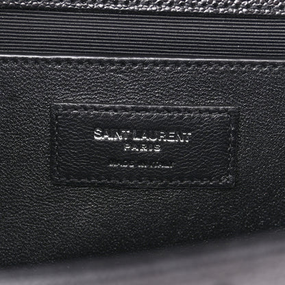 Saint Laurent SAINT LAURENT Grain De Poudre Textured Mixed Matelasse Triquilt Medium Monogram Satchel Black 6 of 14