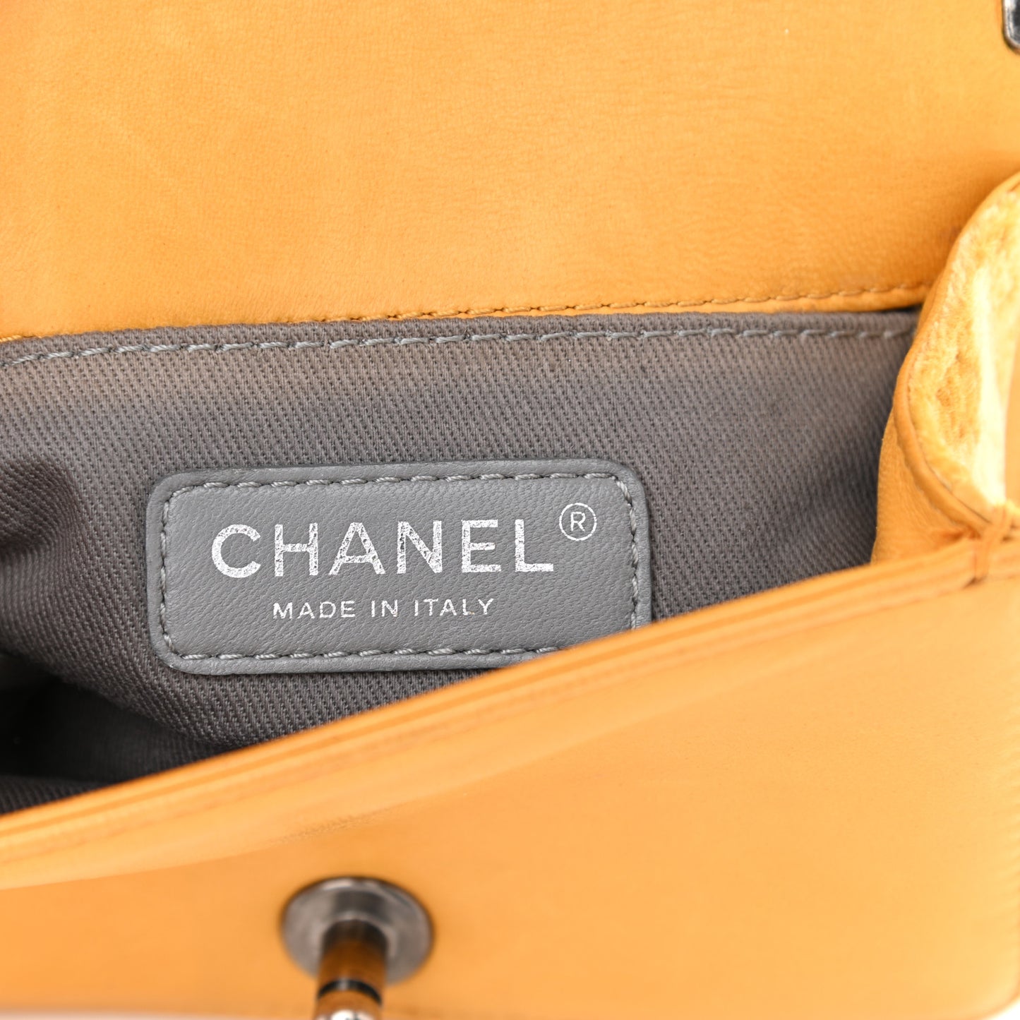 Velvet Quilted Mini Boy Flap Yellow