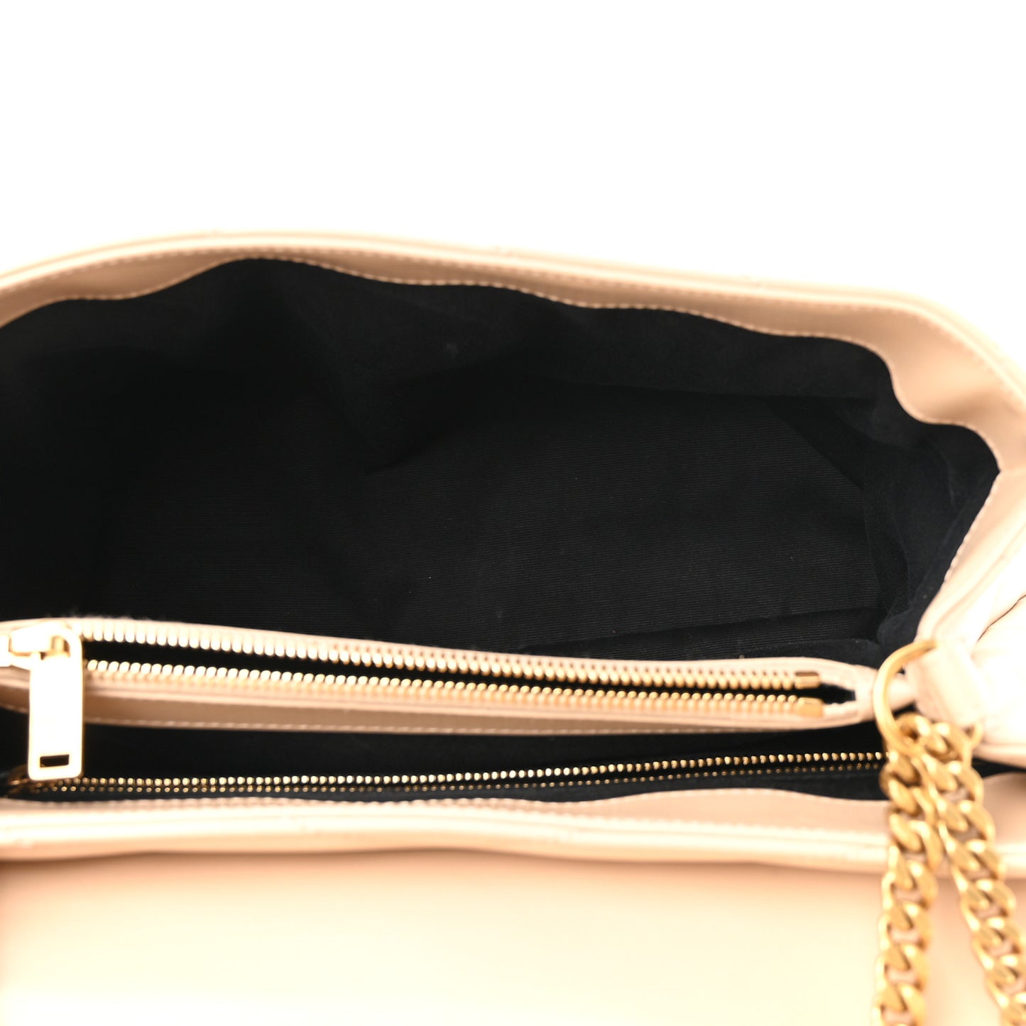 Calfskin Y Quilted Monogram Medium Loulou Chain Satchel Nude Powder