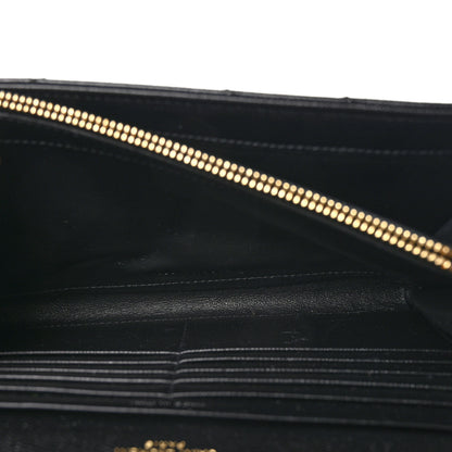 Saint Laurent Grain De Poudre Matelasse Chevron Monogram Chain Wallet Black 6 of 10