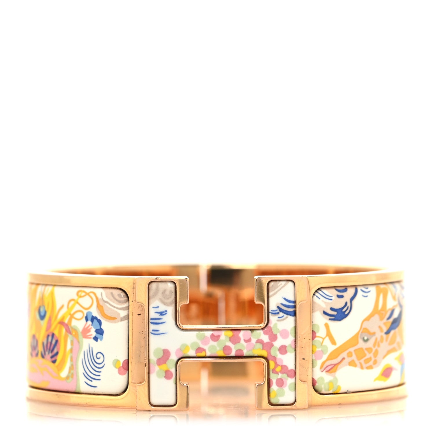 Hermes Enamel Wide Print Emile Et Une Nuit Clic Clac H Bracelet PM Confettis 1 of 4