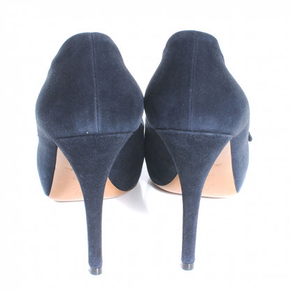 Louis Vuitton Suede Baby Goat Leather Catania Peep Toe Heels 39.5 Navy 4 of 8