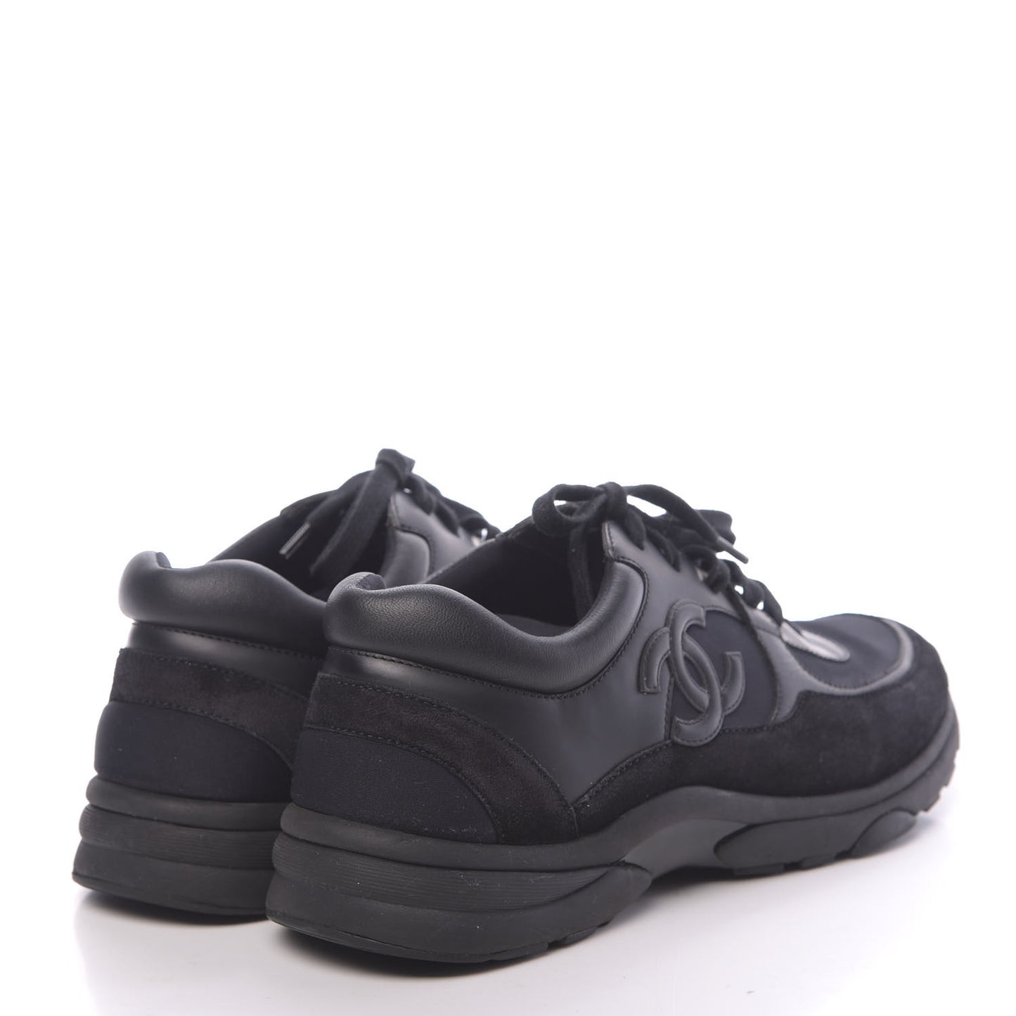 Fabric Calfskin Suede CC Sneakers 41 Black
