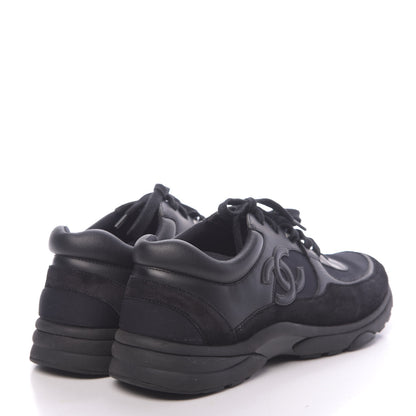 Chanel Fabric Calfskin Suede CC Sneakers 41 Black 4 of 9