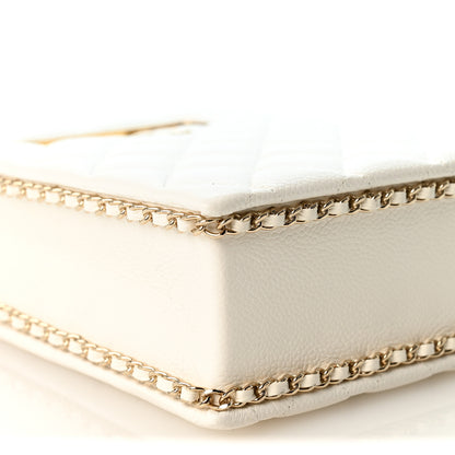 Chanel Caviar Quilted Evening Box Bag White 9 of 10