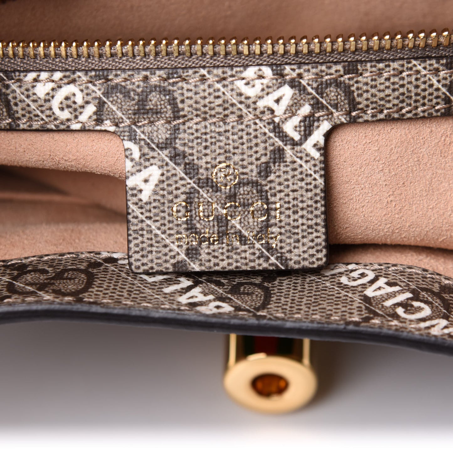 X BALENCIAGA GG Supreme Monogram Striped Logo Print Web Small Jackie 1961 Hobo Beige Ebony Mystic White