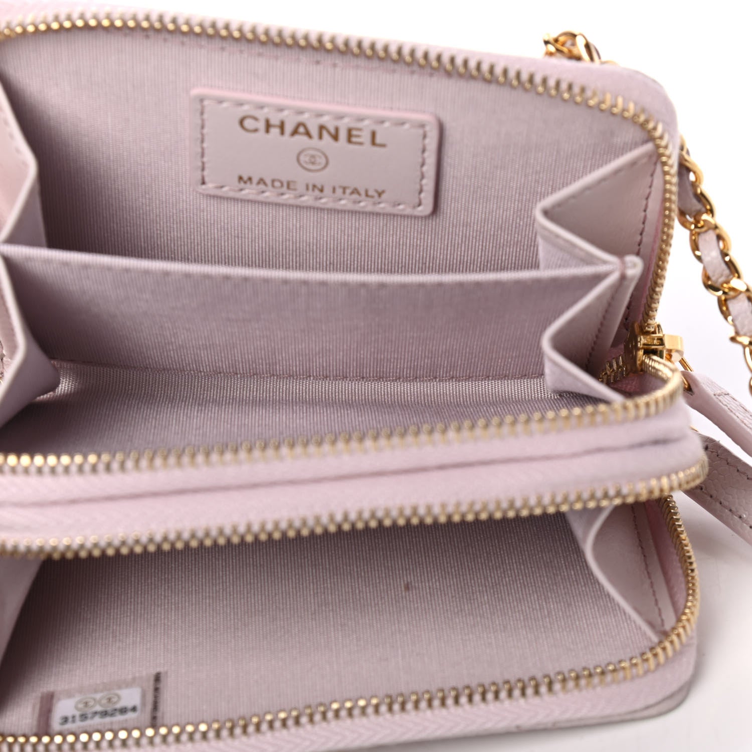 Chanel Caviar Quilted Miss Coco Zip Card Holder On Chain Light Purple 3 of 4