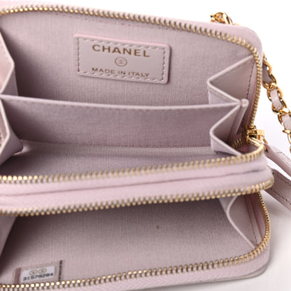 Chanel Caviar Quilted Miss Coco Zip Card Holder On Chain Light Purple 3 of 4