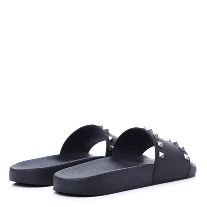 Valentino Garavani Rubber Rockstud Slide Sandals 38 Black 4 of 9