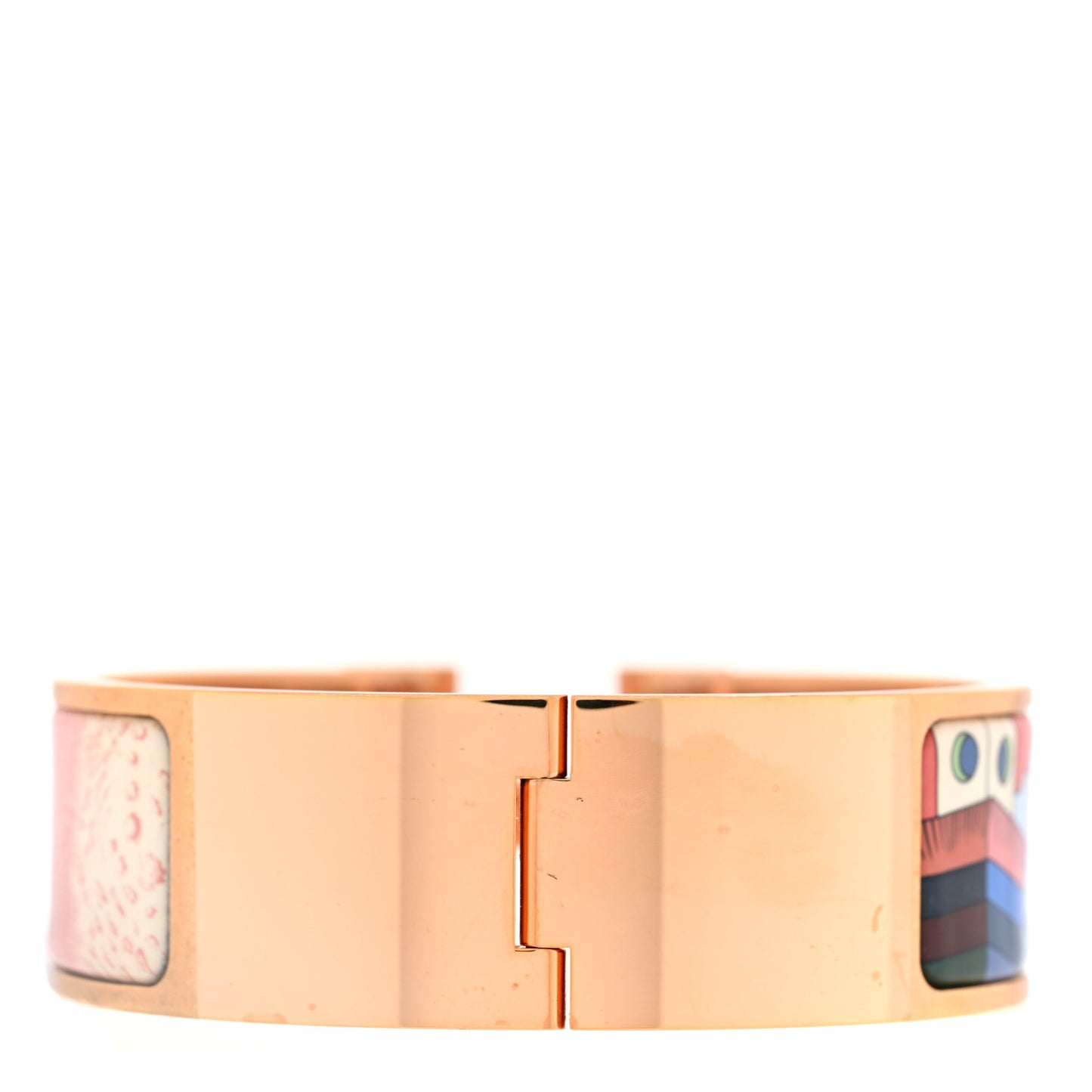 Enamel Printed Wide Cosmographia Universalis Clic Clac H Bracelet PM Album De Soie
