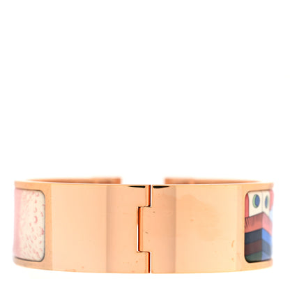Hermes Enamel Printed Wide Cosmographia Universalis Clic Clac H Bracelet PM Album De Soie 3 of 4