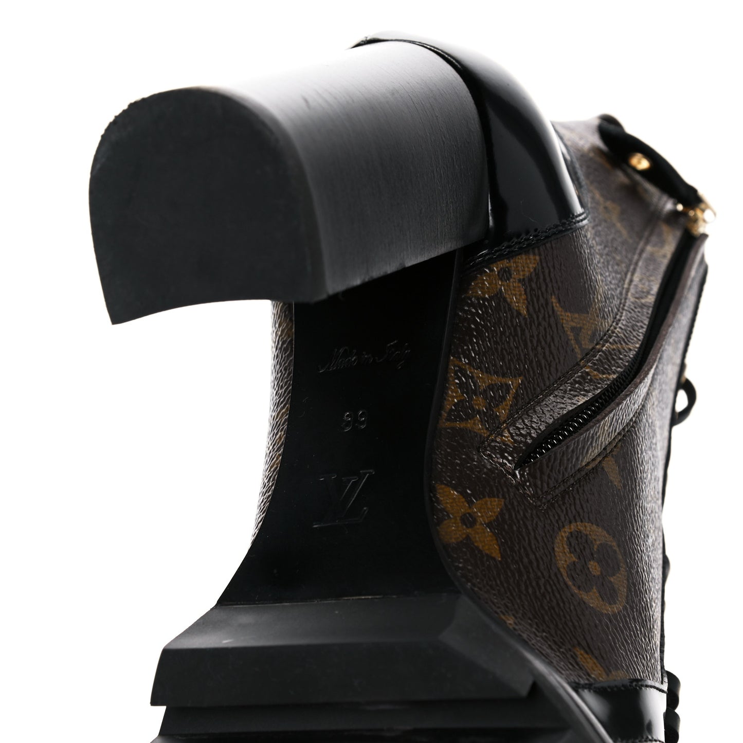 Patent Calfskin Monogram Star Trail Ankle Boots 39 Black