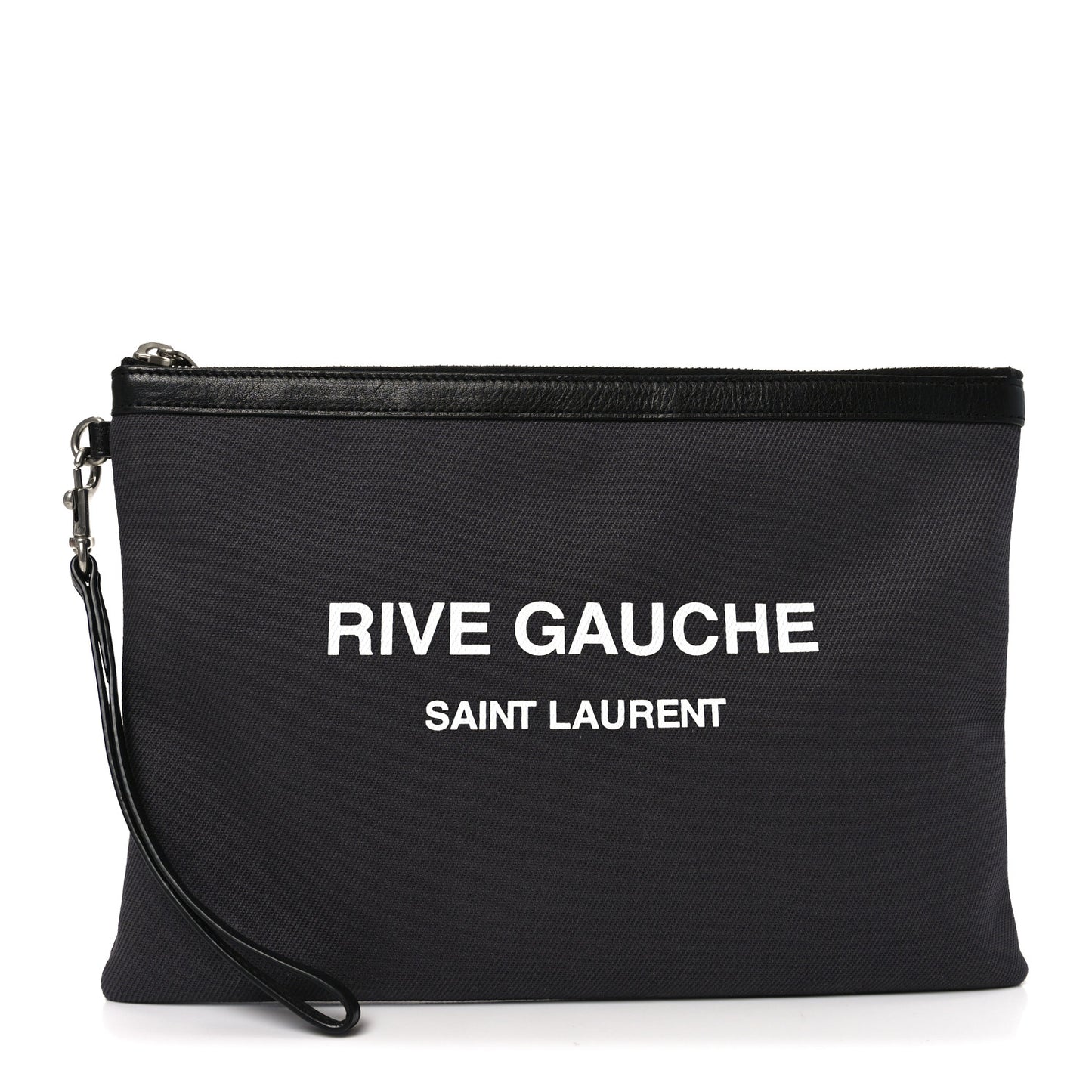 Linen Canvas Rive Gauche Zipped Pouch Black