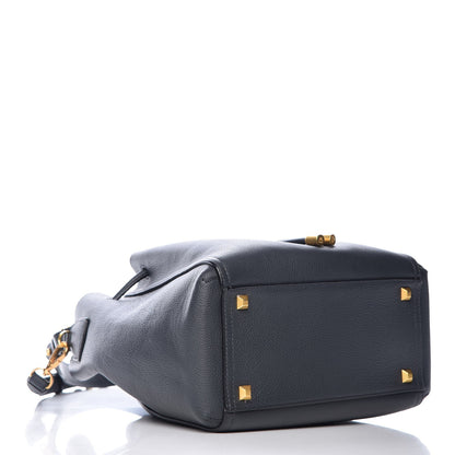 MCM Grained Calfskin Milla Drawstring Bucket Bag Phantom Gray 5 of 7