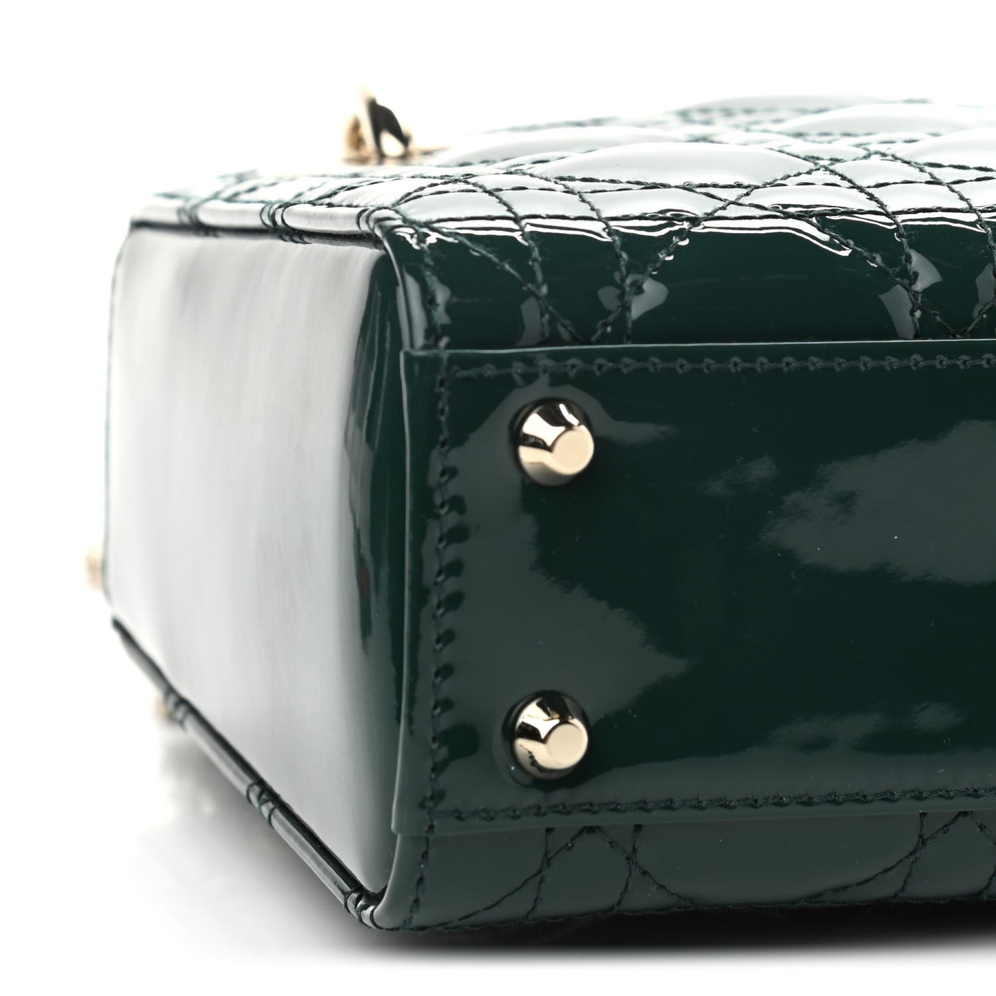 Patent Cannage Mini Lady Dior Pine Green