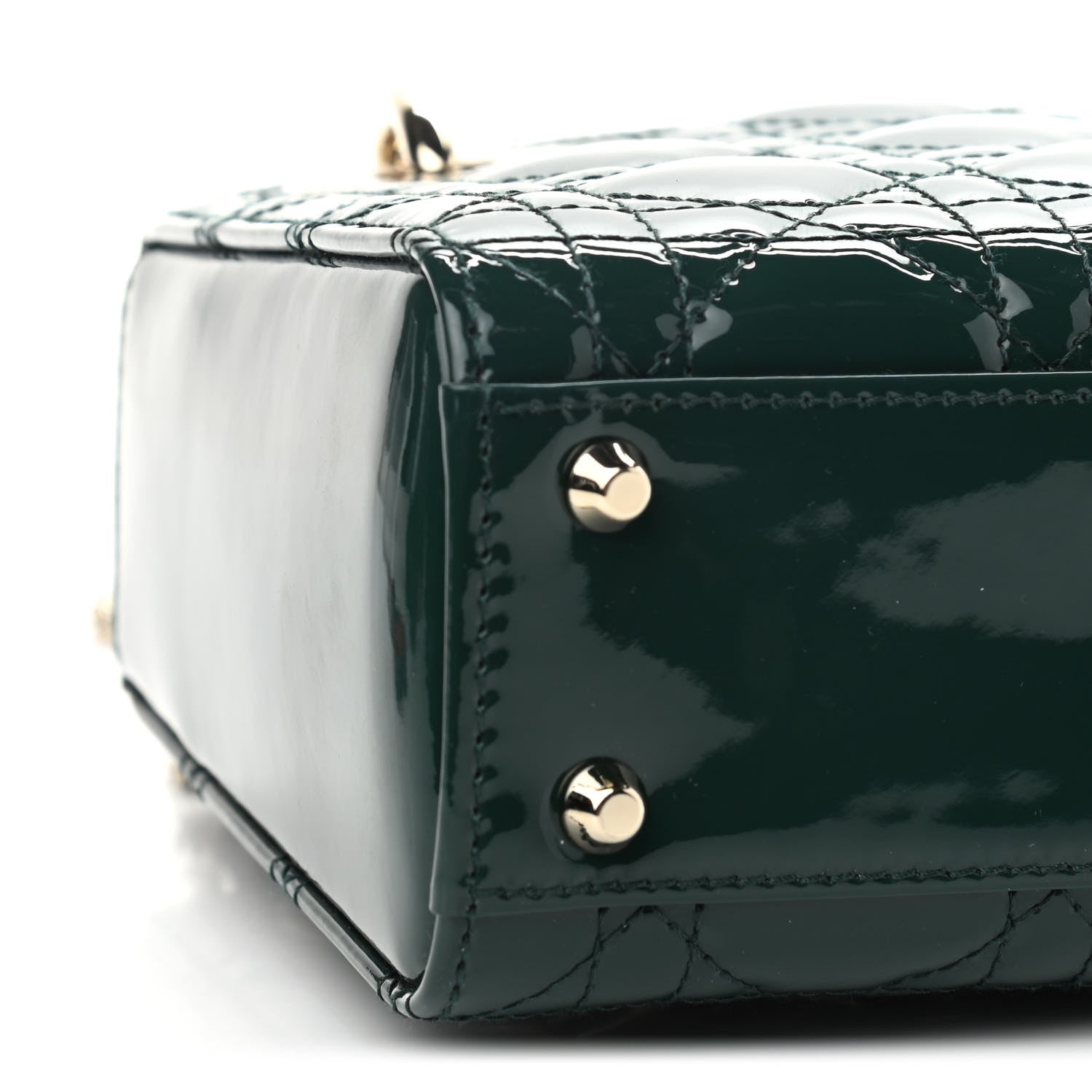 Christian Dior Patent Cannage Mini Lady Dior Pine Green 9 of 11