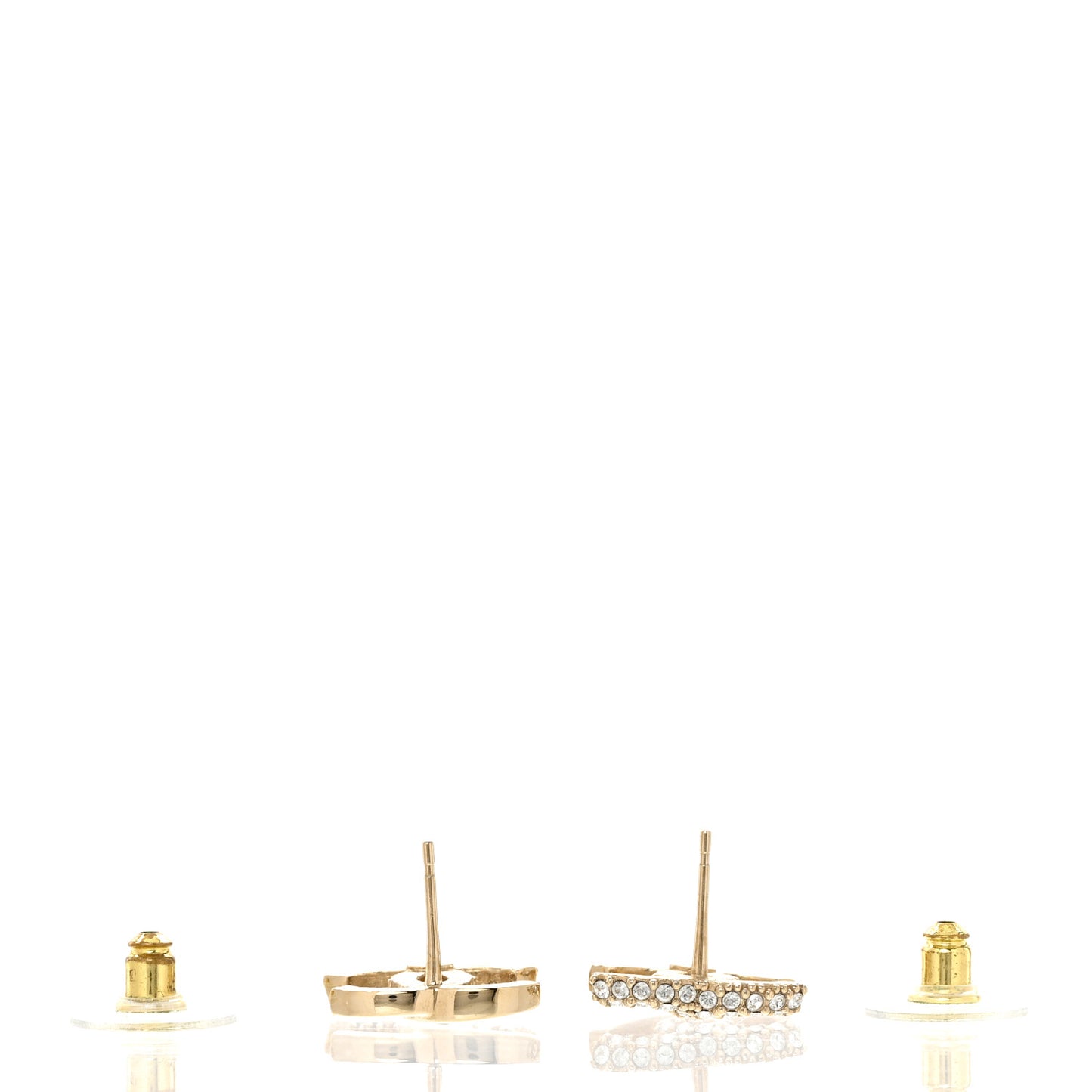 Crystal Metal CC Earrings Gold