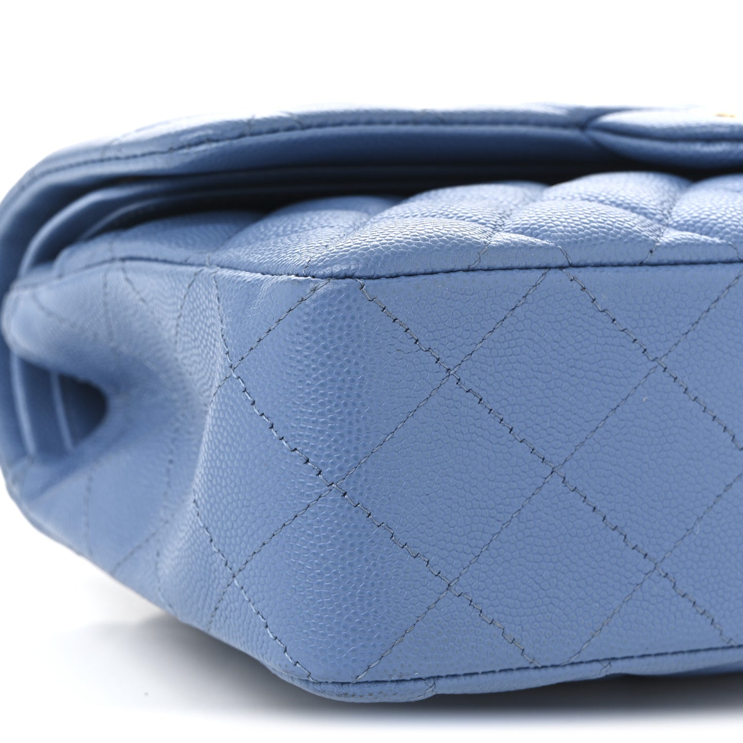 Caviar Quilted Small Double Flap Blue