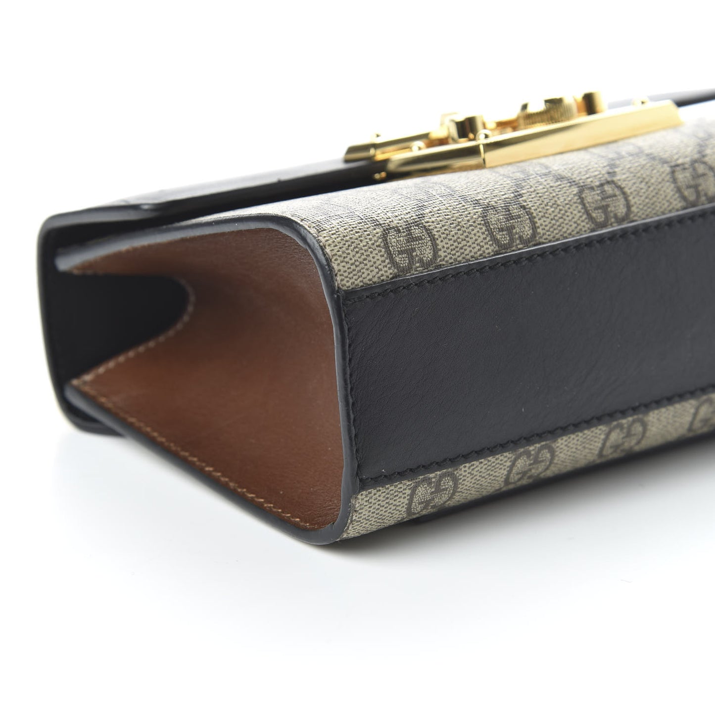 GG Supreme Monogram Calfskin Small Padlock Shoulder Bag Beige Black Cuir