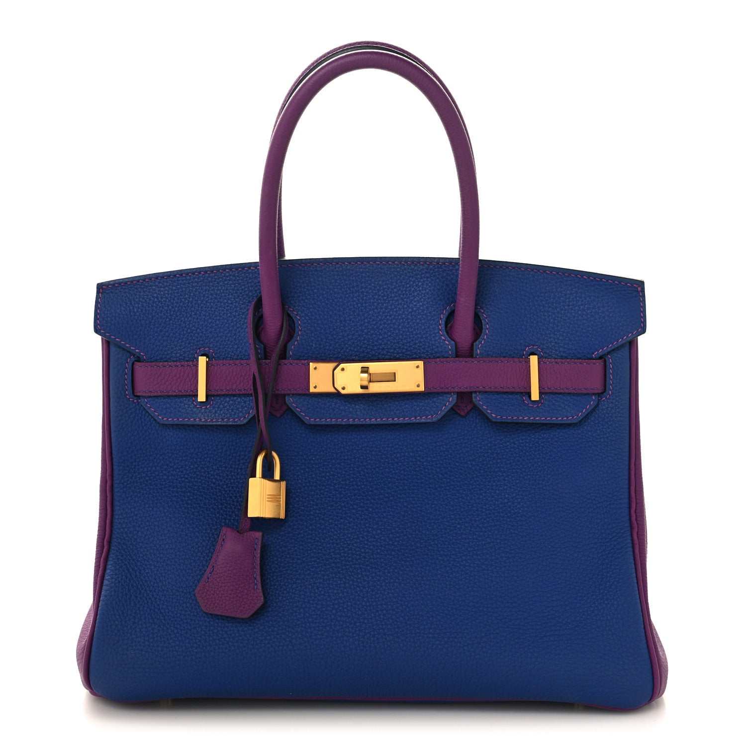 Hermes Togo Horseshoe Birkin 30 Blue Electrique Anemone 1 of 12