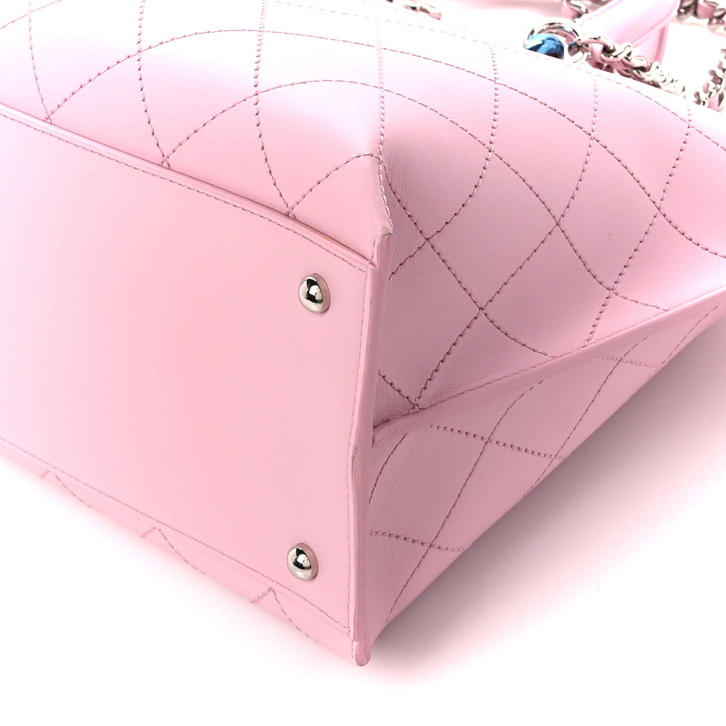 Calfskin Stitch Medium Ring My Bag Shopping Tote Pink