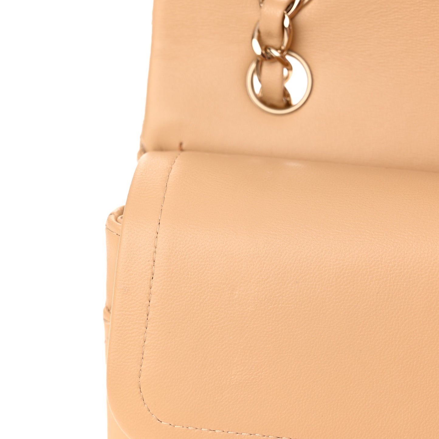 Lambskin Quilted Medium Double Flap Beige Black