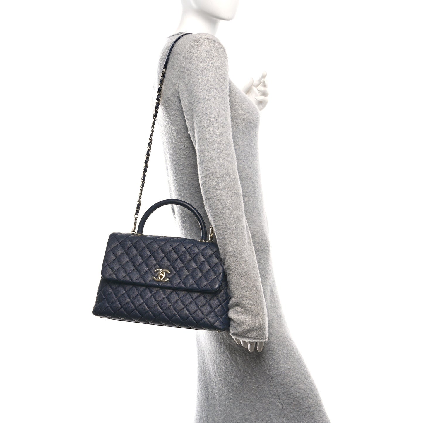 Caviar Quilted Medium Coco Handle Flap Black
