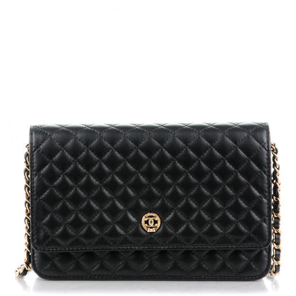 Chanel Lambskin Micro Quilted Wallet On Chain WOC Black 1 of 8