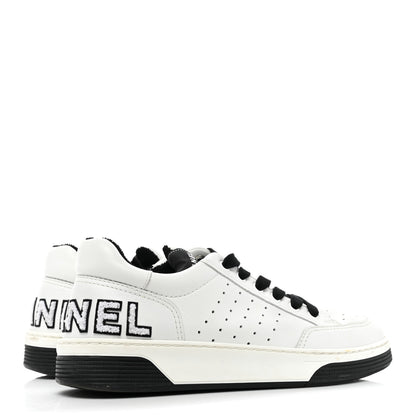 Chanel Calfskin Womens Logo Sneakers 40 White Black 5 of 12