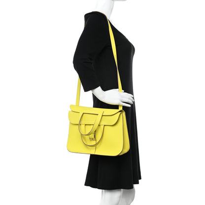 Hermes Taurillon Clemence Halzan 31 Lime 2 of 10
