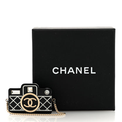 Chanel Resin Camera CC Brooch Gold Black 4 of 4