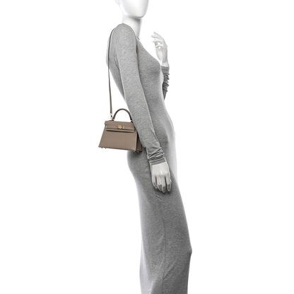 Hermes Chevre Mysore Horseshoe Mini Kelly Sellier 20 Gris Tourterelle Gris Perle 2 of 11
